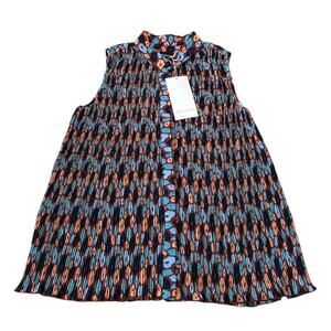 NEW Wildfang The Empower Plisse Button Up Tank Top Pleated Size Small NWT
